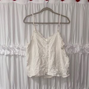 Elegant White Lace Trim Cami Top